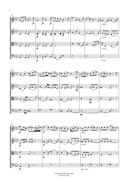 Haydn: Trumpet Concert in Eb Major (Mov 2) for String Quartet - Score and Parts