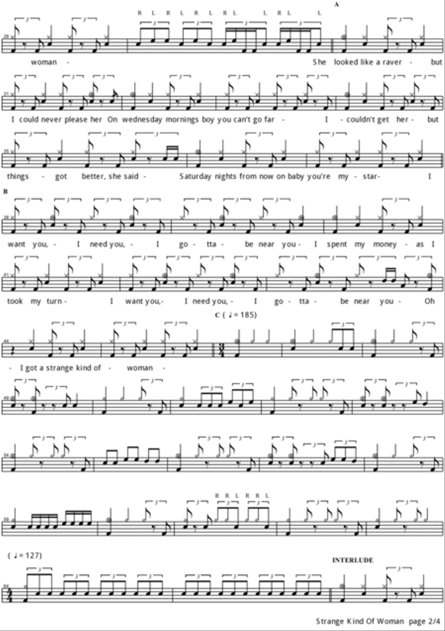 Strange Kind Of Woman Strange Kind Of Woman Drum Set scores gallery preview page 2