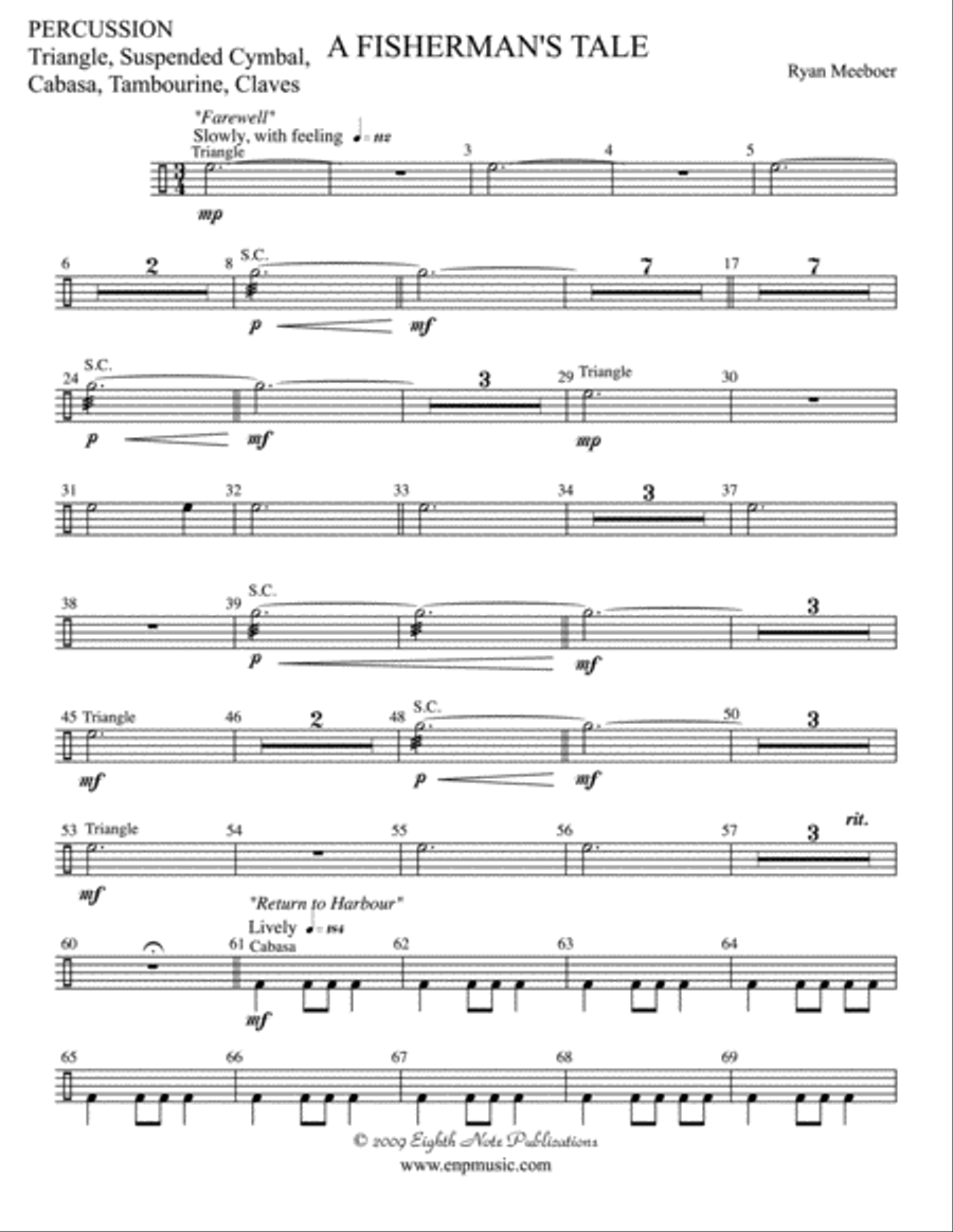 A Fisherman's Tale: 1st Percussion Woodwind Ensemble scores gallery preview page 1