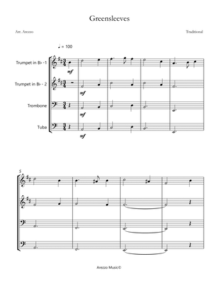 greensleeves brass quartet sheet music