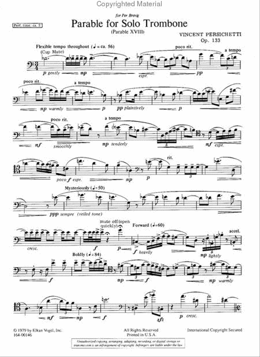Parable For Solo Trombone Chamber Music scores gallery preview page 2