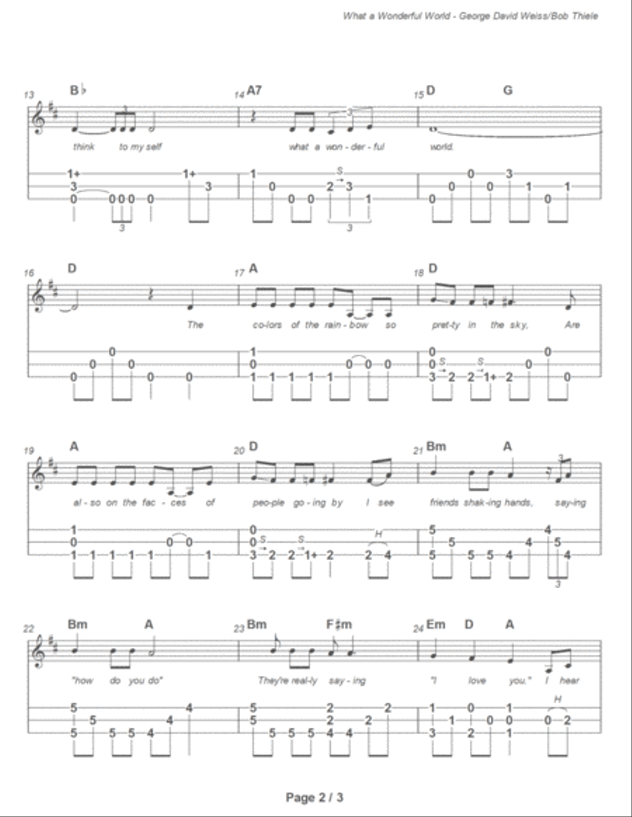 What A Wonderful World Dulcimer scores gallery preview page 4