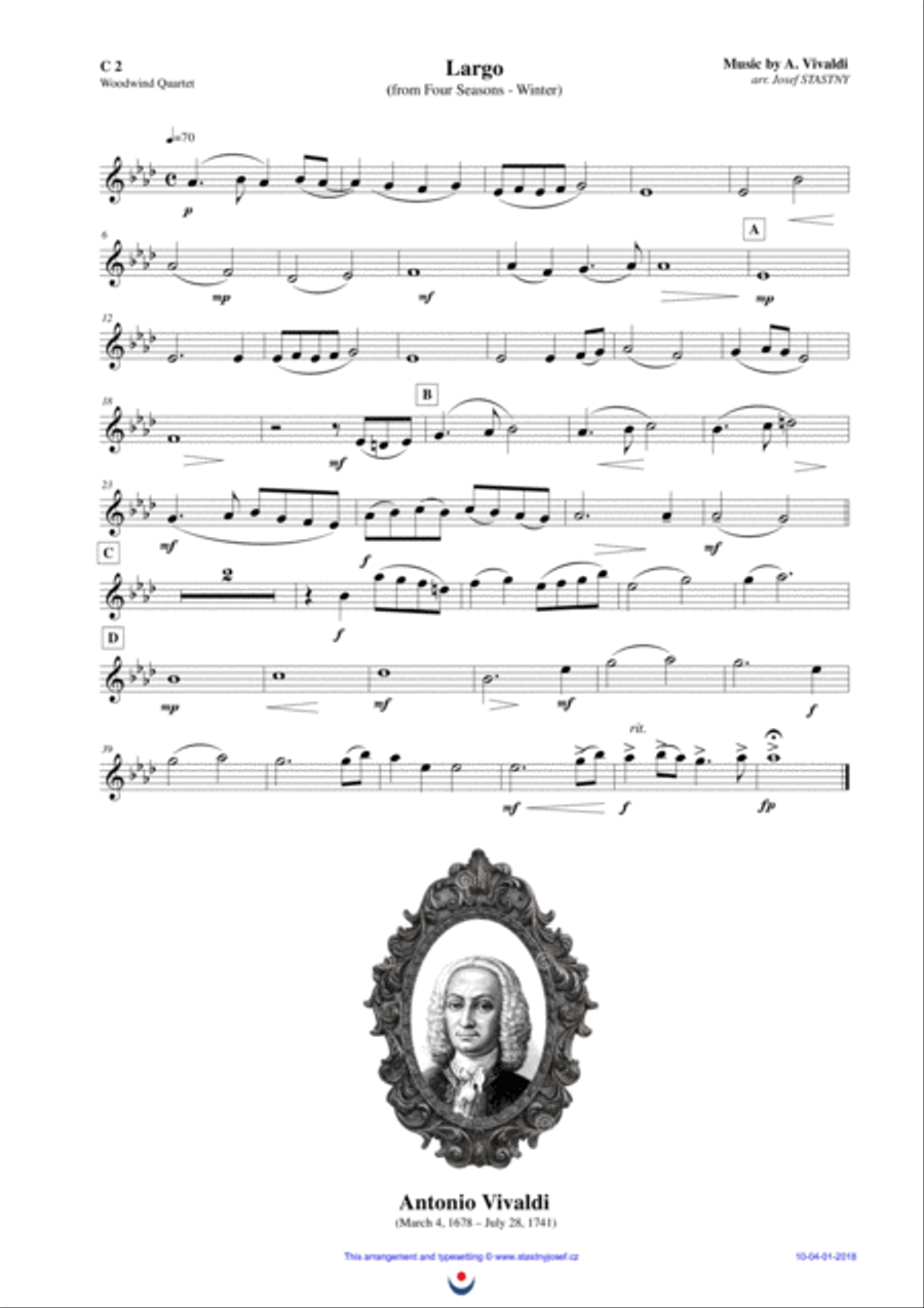 Four Seasons - Winter (Largo) Woodwind Quartet scores gallery preview page 5