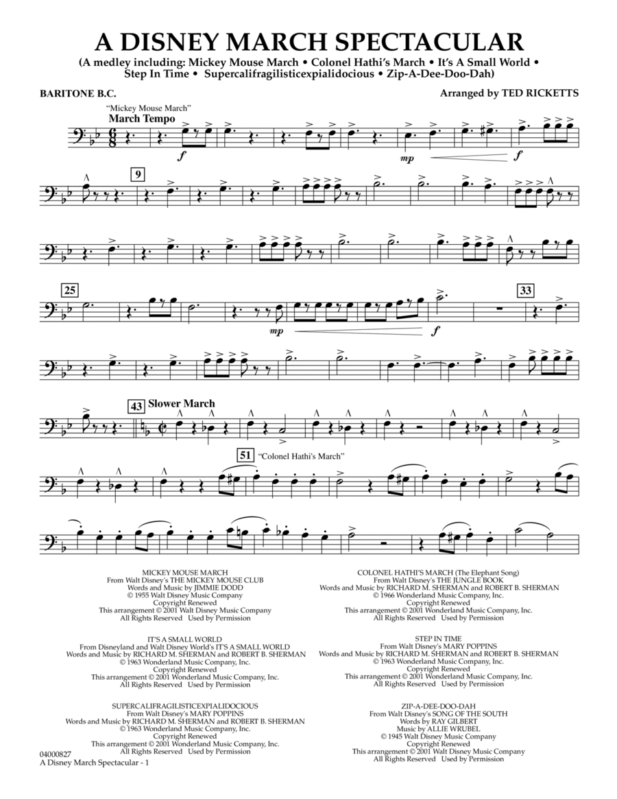 A Disney March Spectacular - Baritone B.C. Baritone Horn BC scores gallery preview page 1