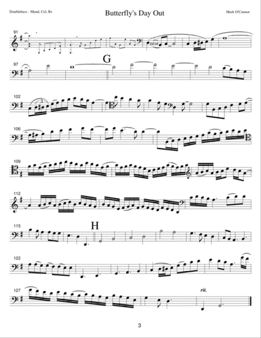 Butterfly's Day Out (double bass part - mandolin/misc. instr., cel, bs) String Trio scores gallery preview page 6