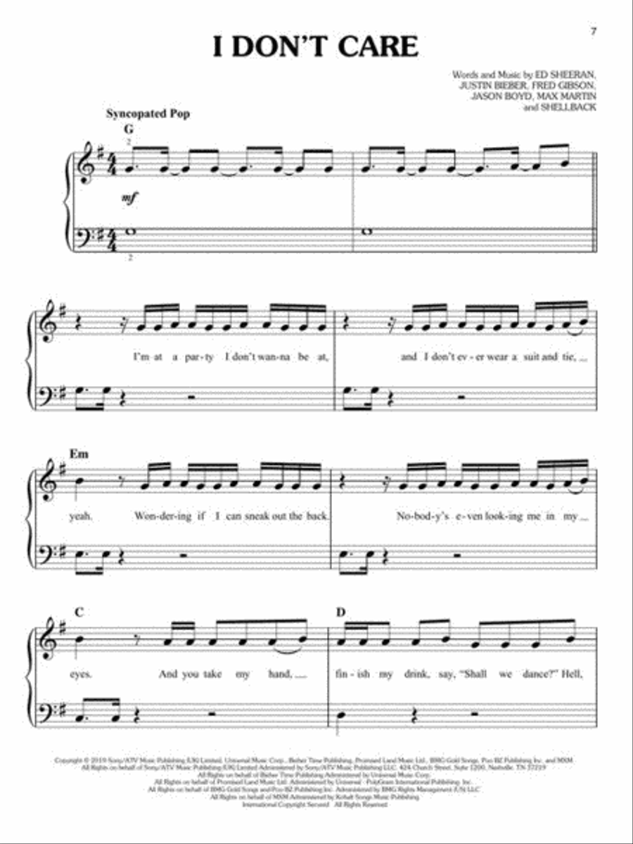 I Don't Care, Me! & More Hot Singles Piano scores gallery preview page 5