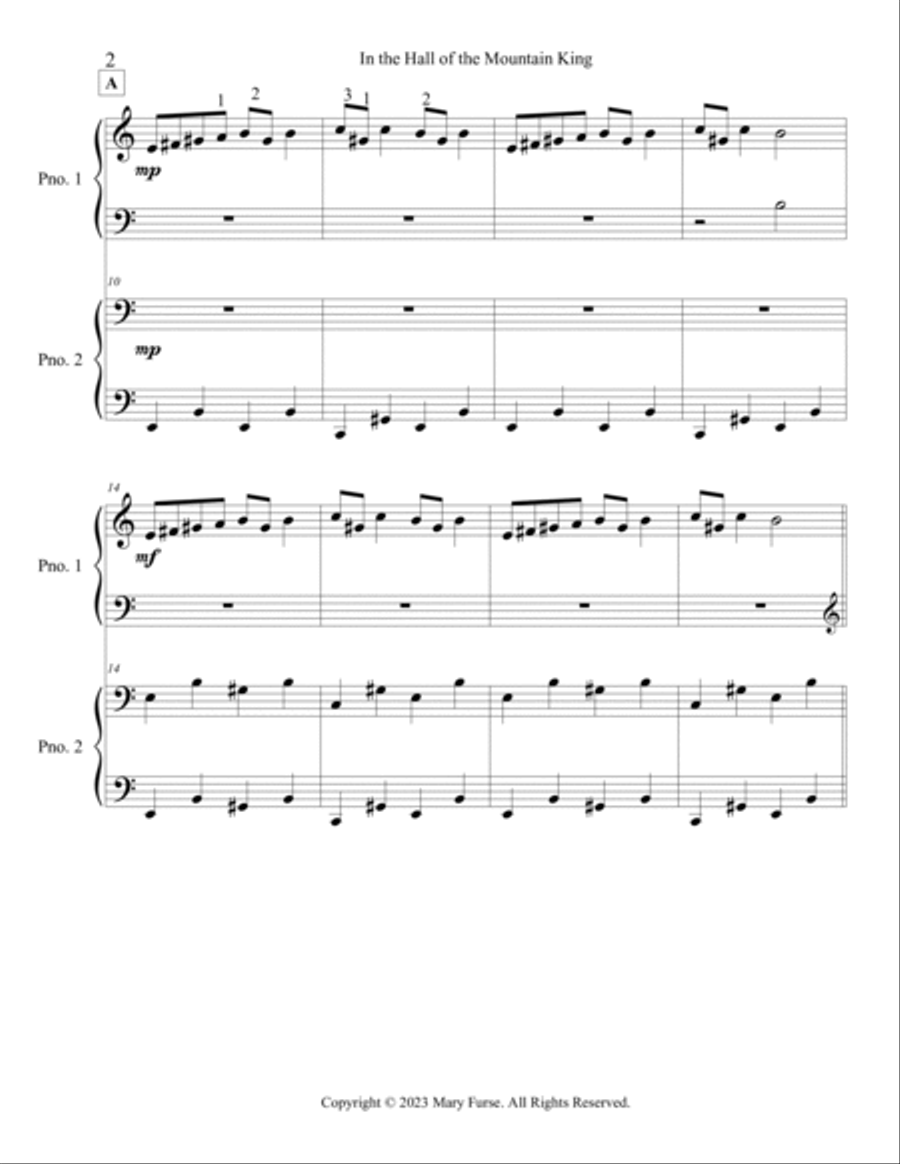 In the Hall of the Mountain King 1 Piano, 4-Hands scores gallery preview page 2
