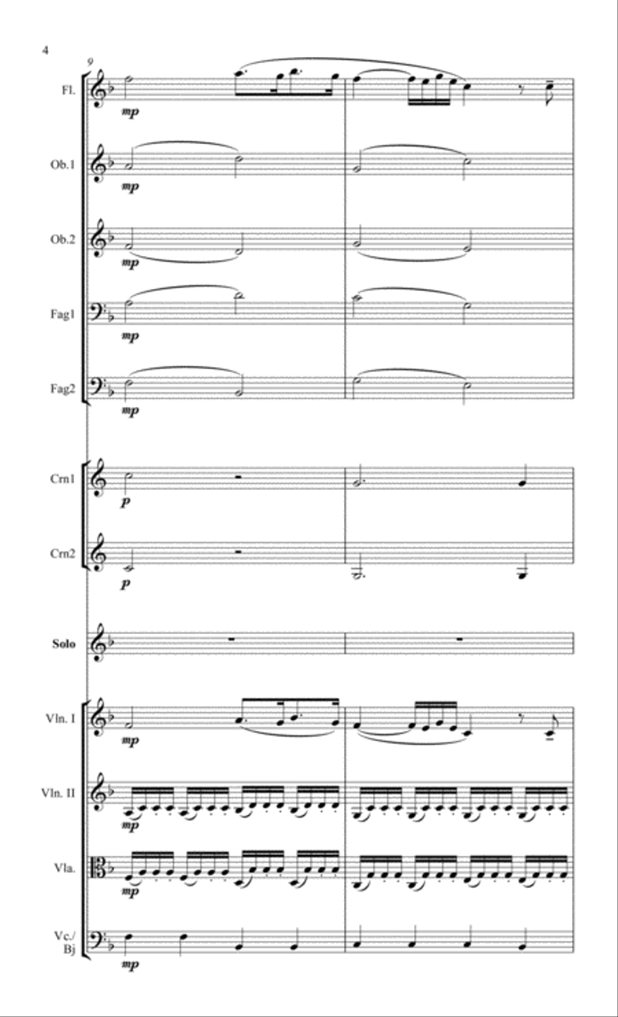Beethoven Romanza for flute and chamber orchestra Chamber Orchestra scores gallery preview page 4