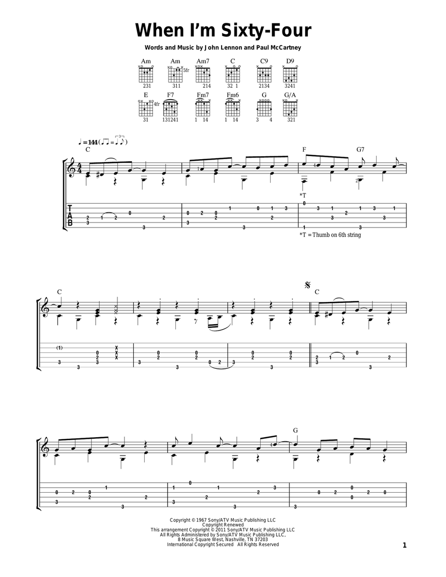 When I'm Sixty-Four Acoustic Guitar scores gallery preview page 1