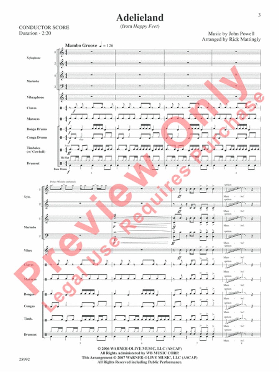 Adelieland (from Happy Feet) Percussion Ensemble scores gallery preview page 4