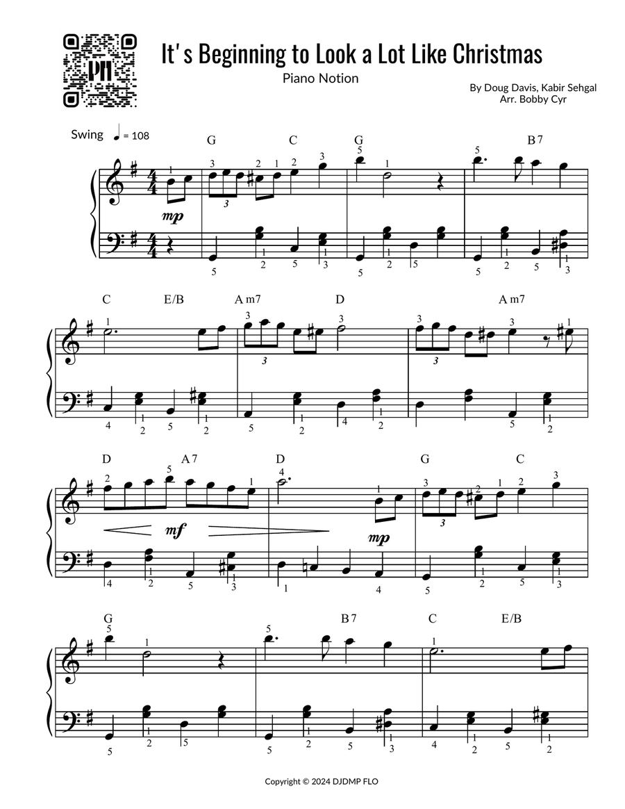 It's Beginning To Look A Lot Like Christmas Easy Piano scores gallery preview page 1