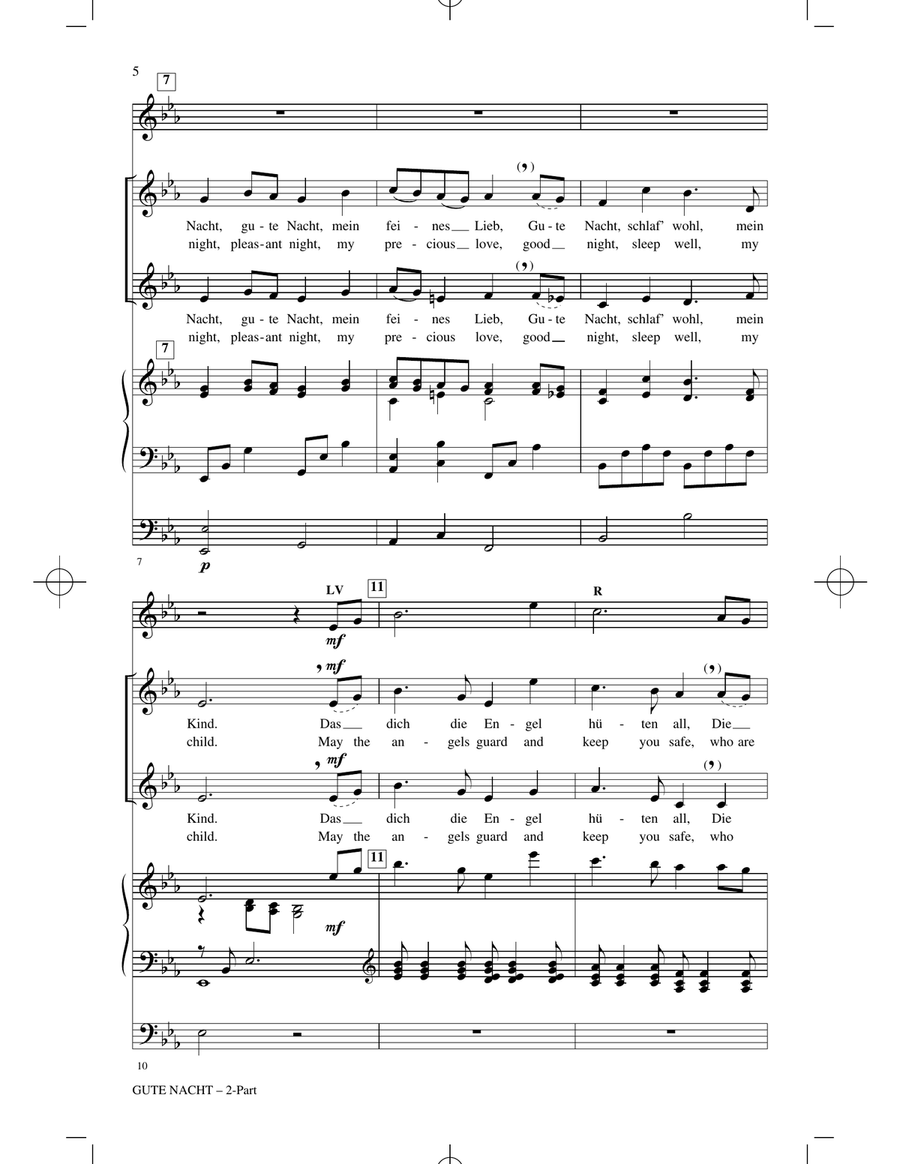 Gute Nacht (Good Night) (arr. John Leavitt) 2-Part scores gallery preview page 3