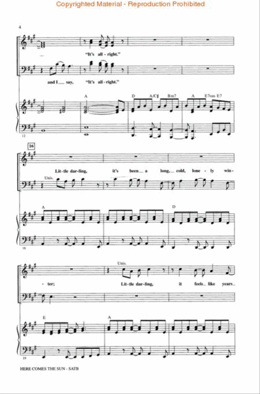 Here Comes the Sun 4-Part scores gallery preview page 3