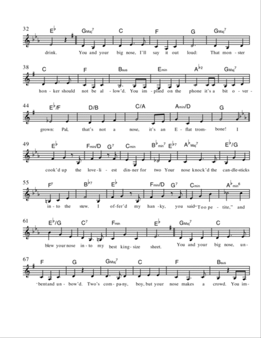 You And Your Big Nose Piano, Vocal, Guitar scores gallery preview page 2