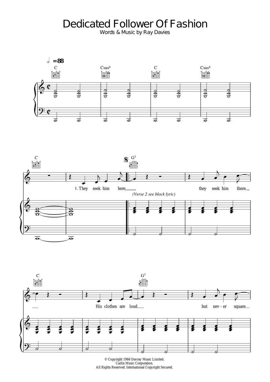 Dedicated Follower Of Fashion Acoustic Guitar scores gallery preview page 1