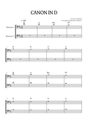 Pachelbel Canon in D • bassoon duet sheet music [chords]