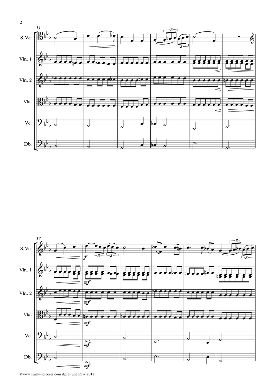 Faure Apres un Reve Cello and String Orchestra String Orchestra scores gallery preview page 3
