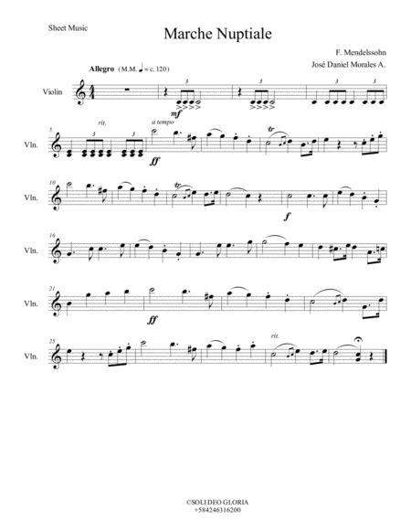 Marche Nuptiale for violin, flute, horn in F & Bassoon image number null