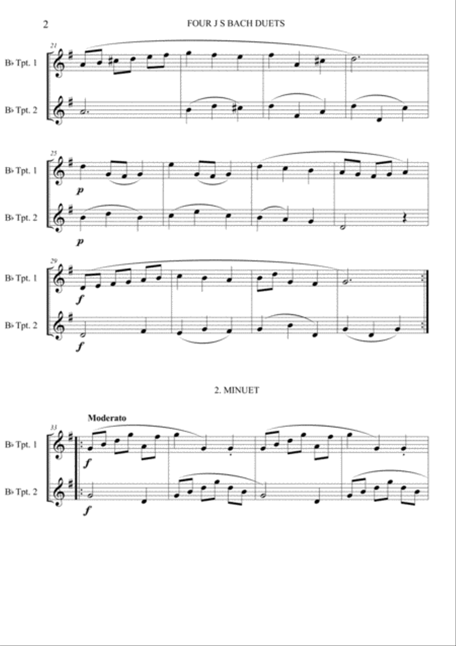 Trumpet duets - 4 duets from Bach's 'Little notebook'. Brass Duet scores gallery preview page 3