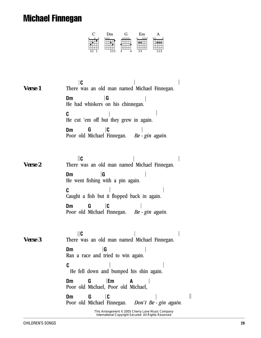 Michael Finnegan Guitar scores gallery preview page 1