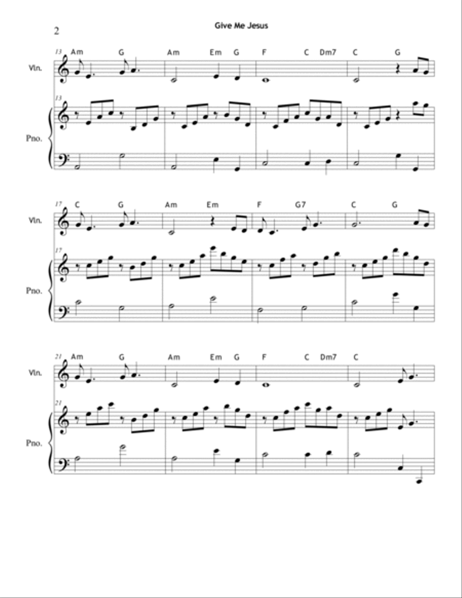 Give Me Jesus (Violin & Piano) Violin Solo scores gallery preview page 2