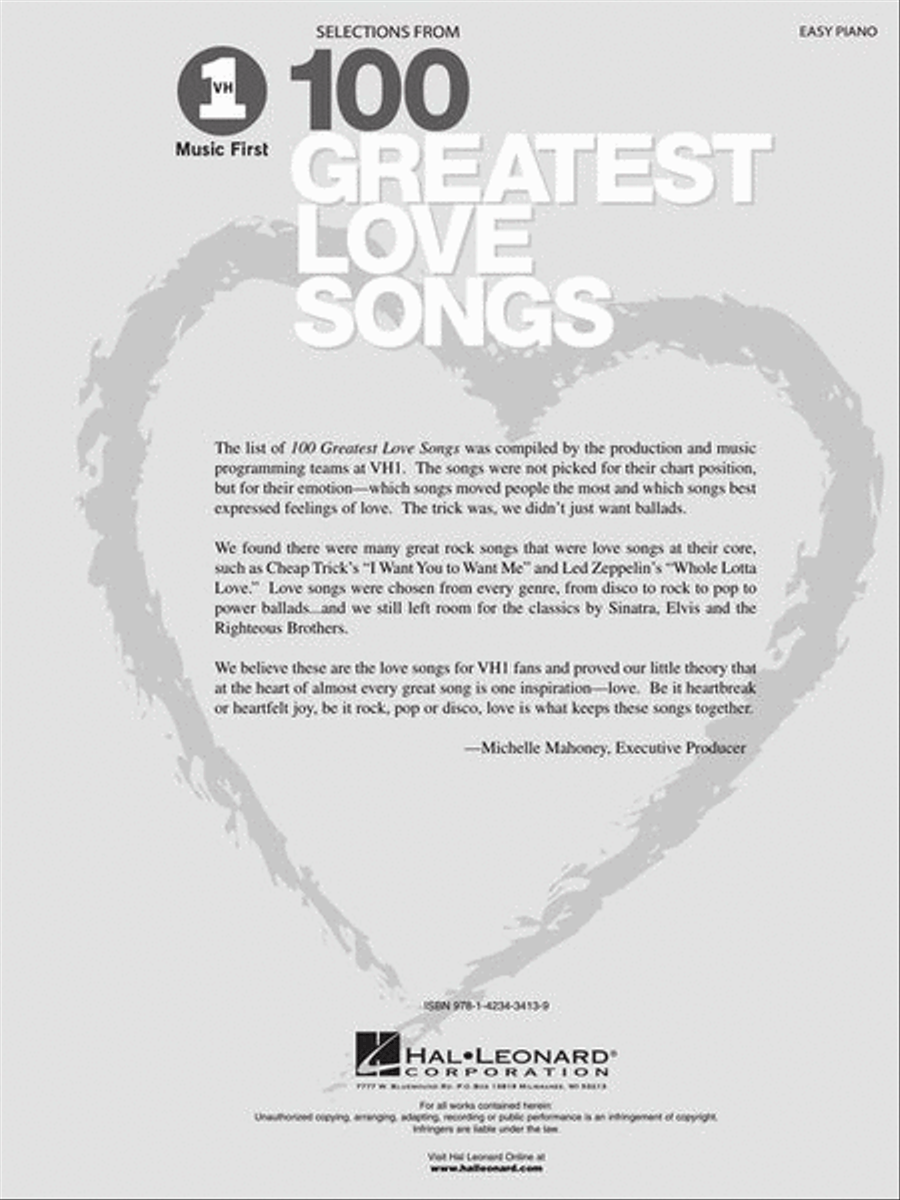 VH1's 100 Greatest Love Songs Easy Piano scores gallery preview page 3