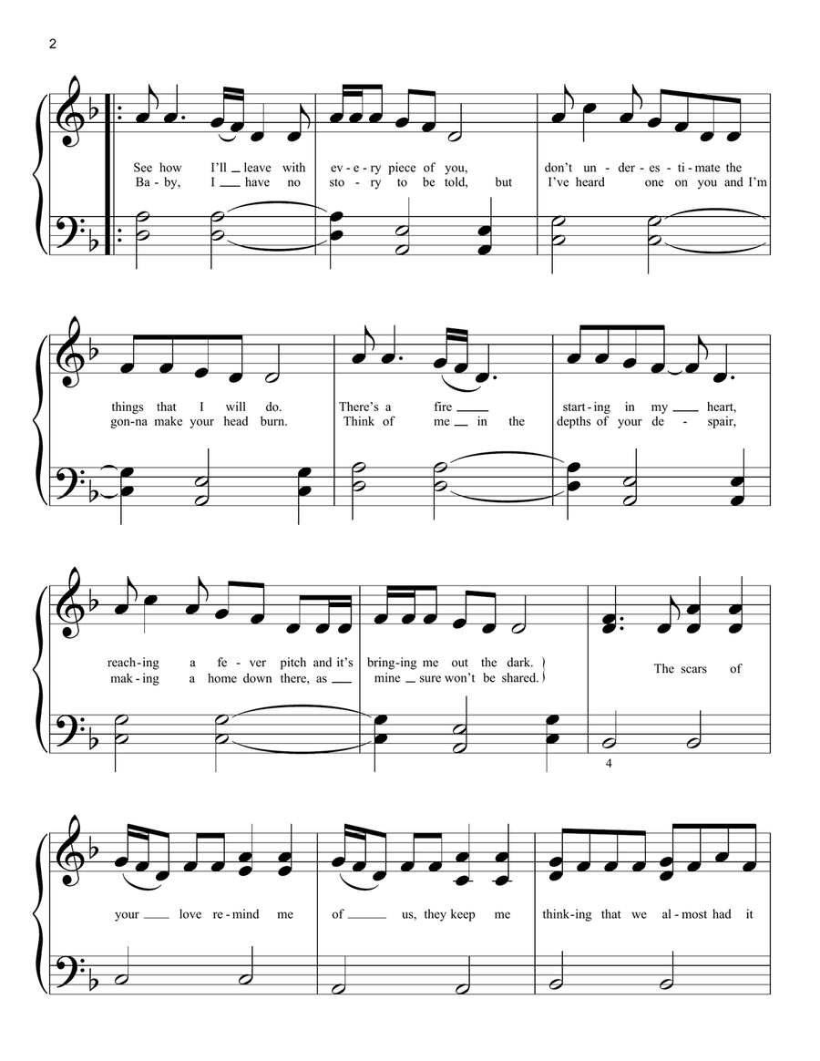 Rolling In The Deep Easy Piano scores gallery preview page 2