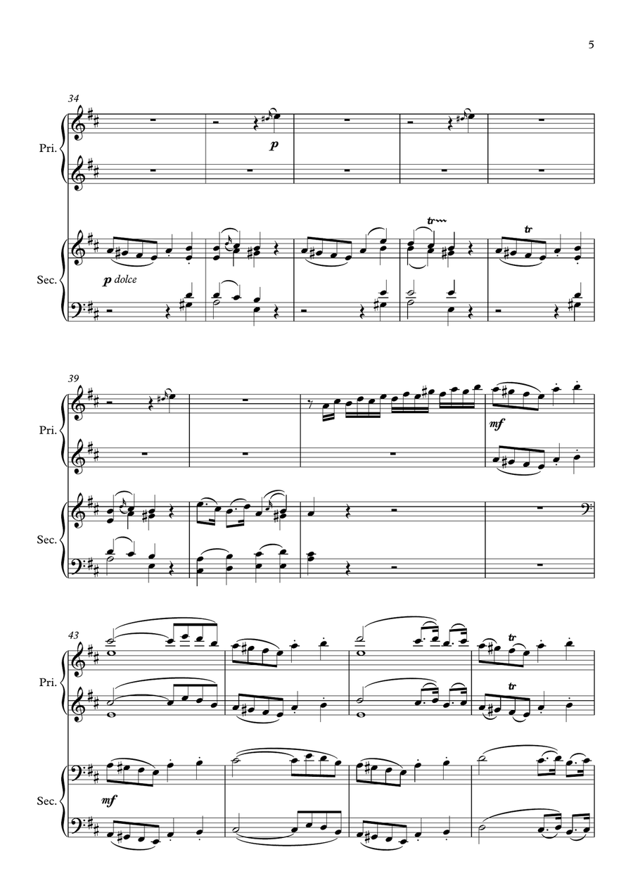 Mozart Sonata in D, K. 448 for 2 Pianos (1st movement) Arranged for 1 piano-4 hands by Philip Kim 1 Piano, 4-Hands scores gallery preview page 6