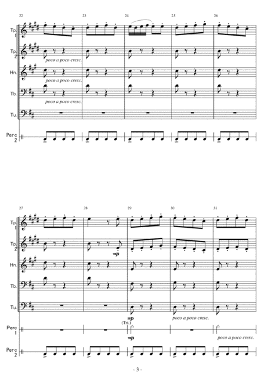 < Brass Quintet and Percussion > Farandole from L'Arleslenne Suite No.2 Percussion Ensemble scores gallery preview page 3