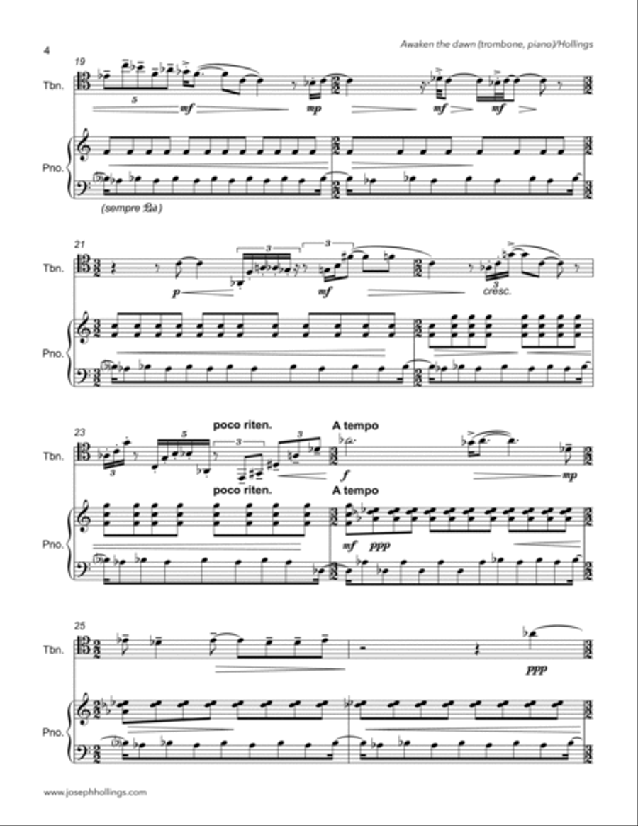 Awaken the dawn (for trombone & piano) Piano scores gallery preview page 4
