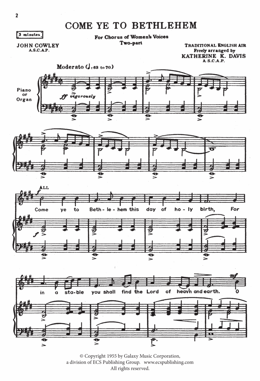 Come Ye to Bethlehem Come Ye to Bethlehem SA scores gallery preview page 1