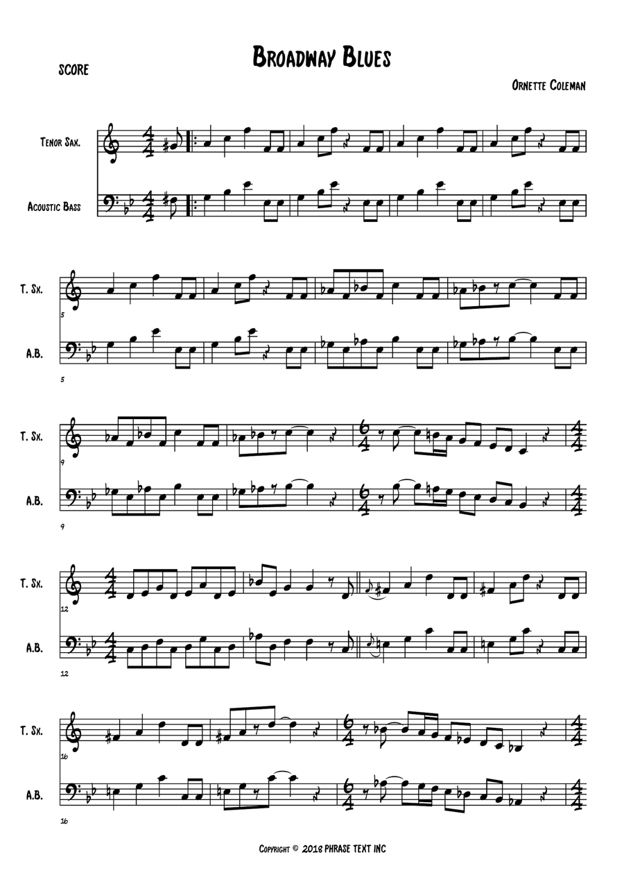 Broadway Blues Broadway Blues Small Ensemble scores gallery preview page 1