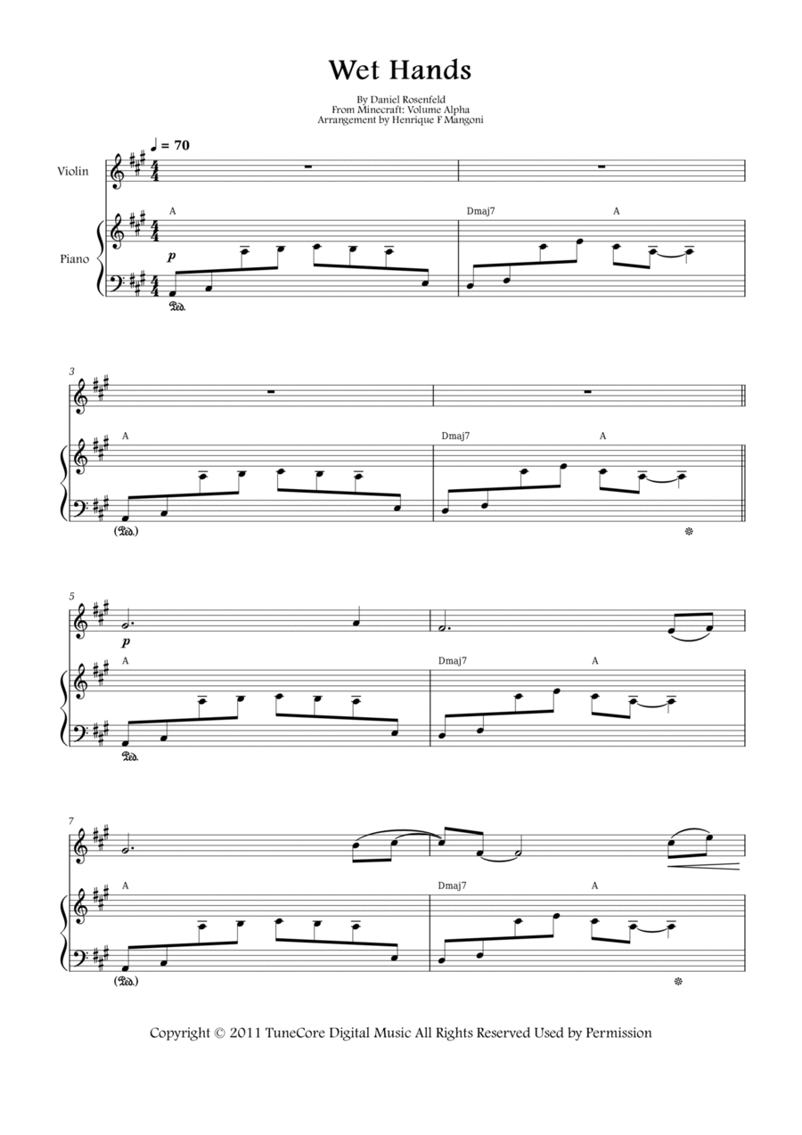 Wet Hands Violin Solo scores gallery preview page 1