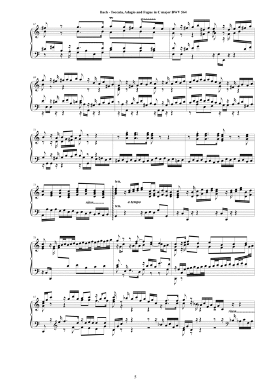 Bach - Toccata, Adagio and Fugue in C major BWV 564 for Piano Piano Solo scores gallery preview page 5