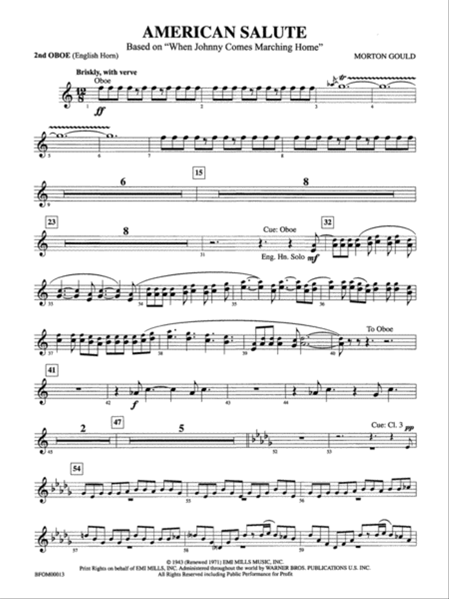 American Salute: 2nd Oboe Full Orchestra scores gallery preview page 1