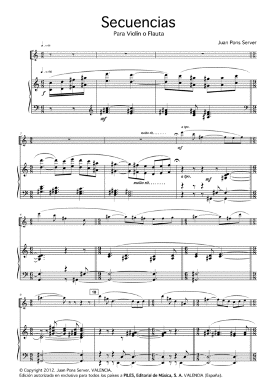 Secuencias para Violi­n o Flauta y Piano Flute scores gallery preview page 2