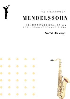 Book cover for Konzertstück No.2, Op.114 arranged for 2 saxophones and piano