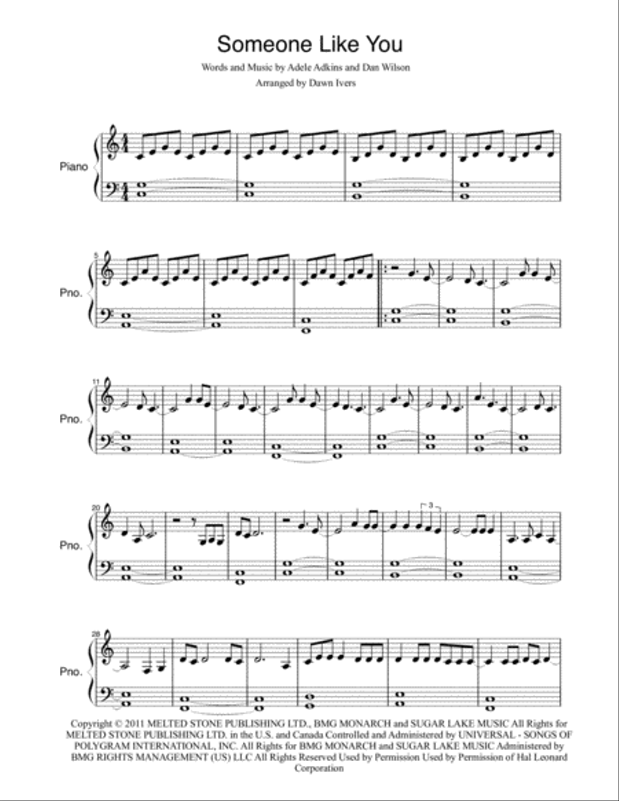Someone Like You Easy Piano scores gallery preview page 2
