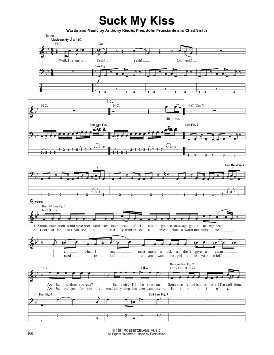 Suck My Kiss Guitar Tablature scores gallery preview page 1