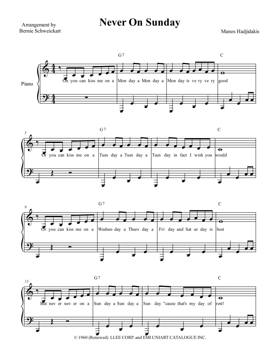 Never On Sunday Voice scores gallery preview page 1