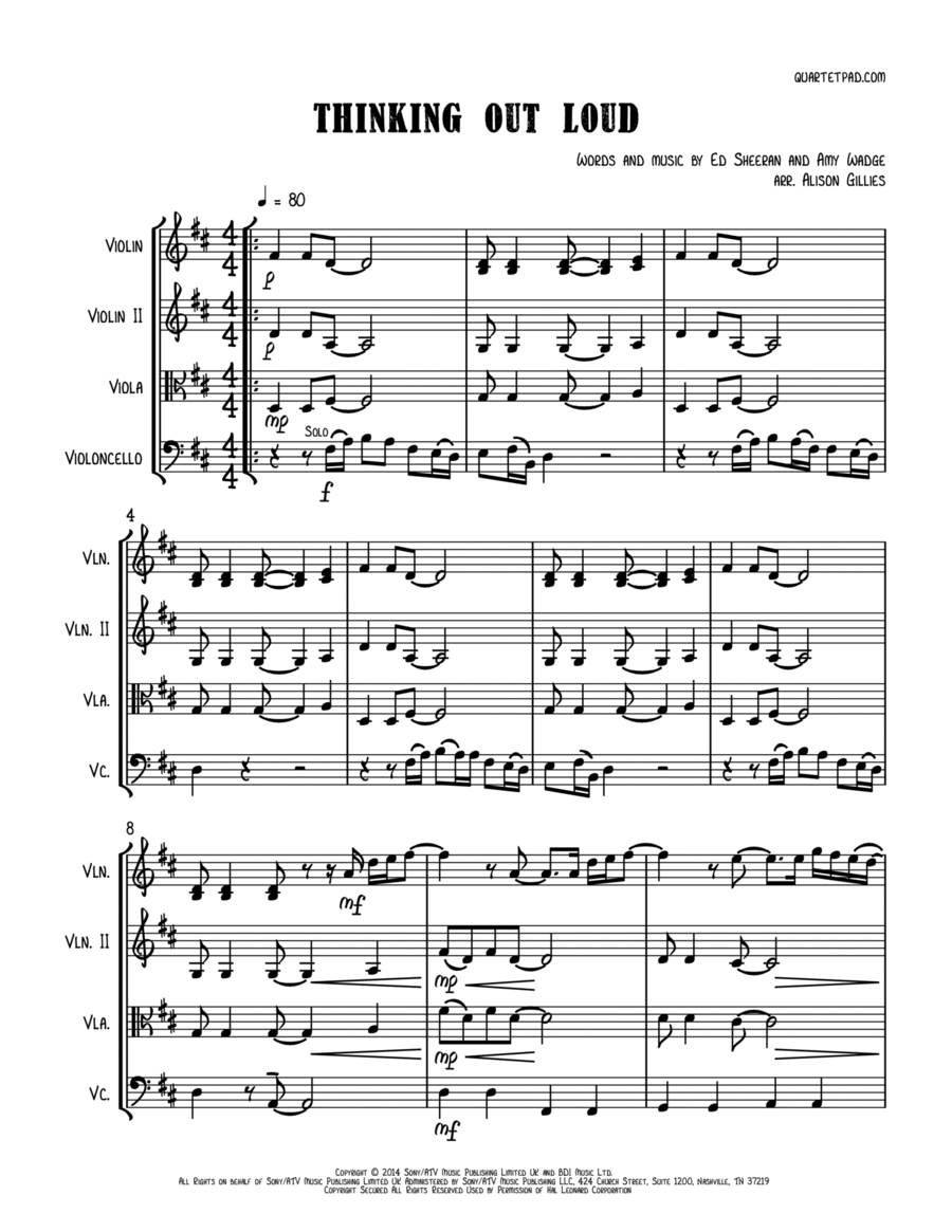 Thinking Out Loud String Trio scores gallery preview page 1