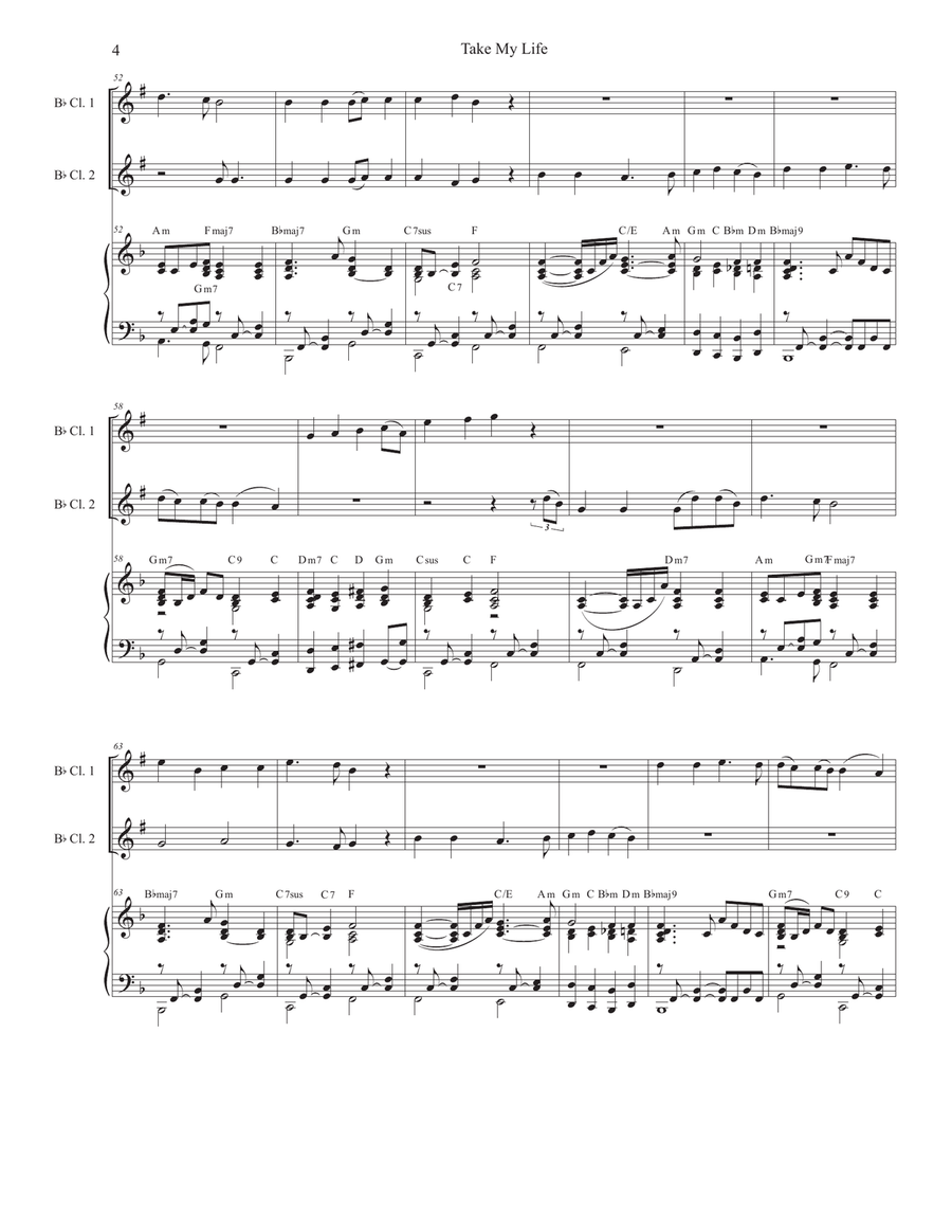 Take My Life (Duet for Bb-Clarinet) Clarinet Duet scores gallery preview page 4