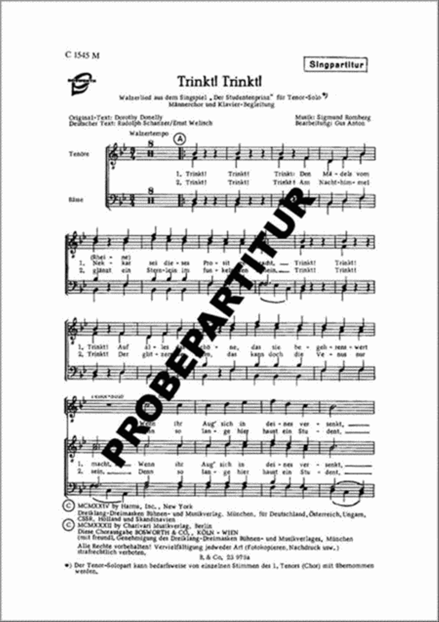 Trinkt! Trinkt! Men's Choir scores gallery preview page 1
