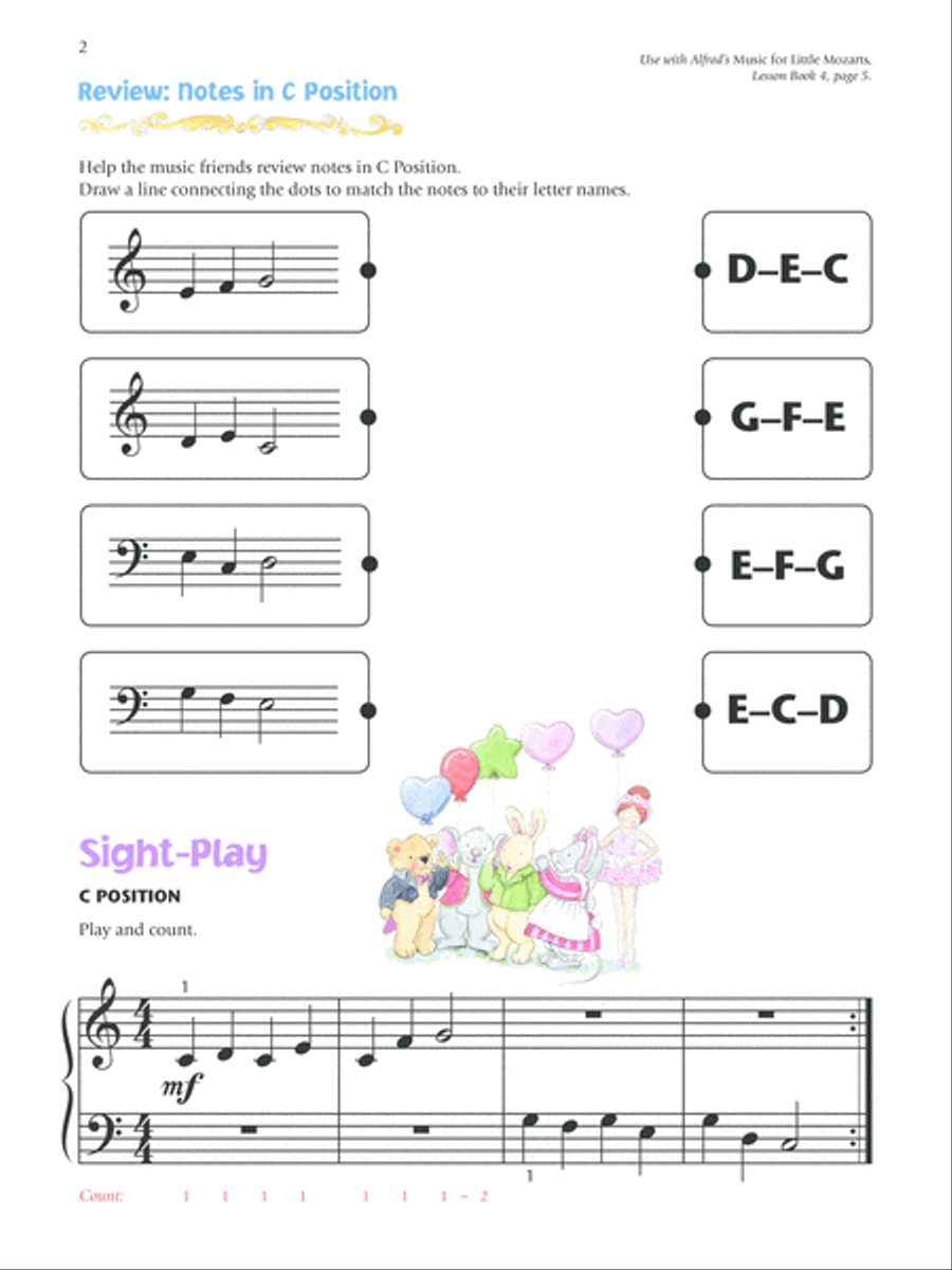 Music for Little Mozarts Notespeller & Sight-Play Book, Book 4 Piano Method scores gallery preview page 3