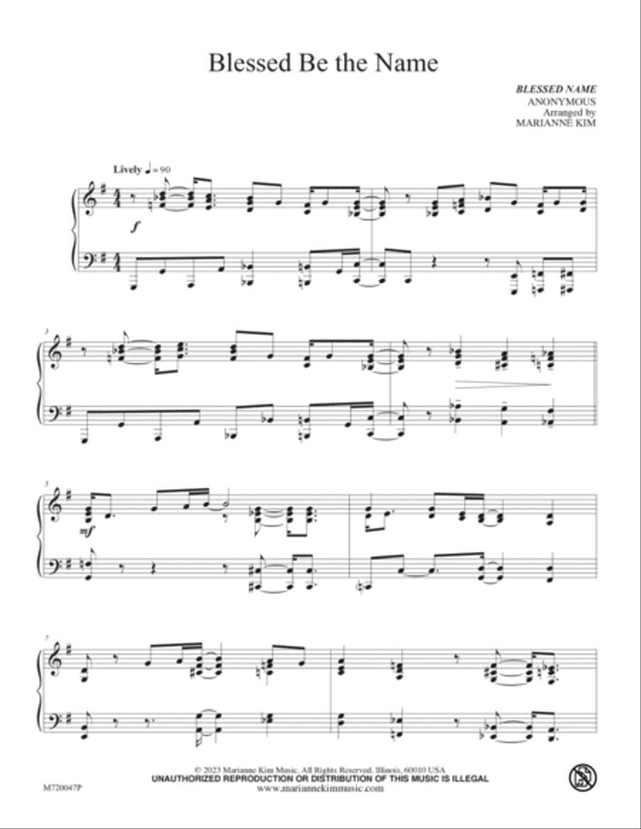 Bless Be the Name Piano Solo scores gallery preview page 2