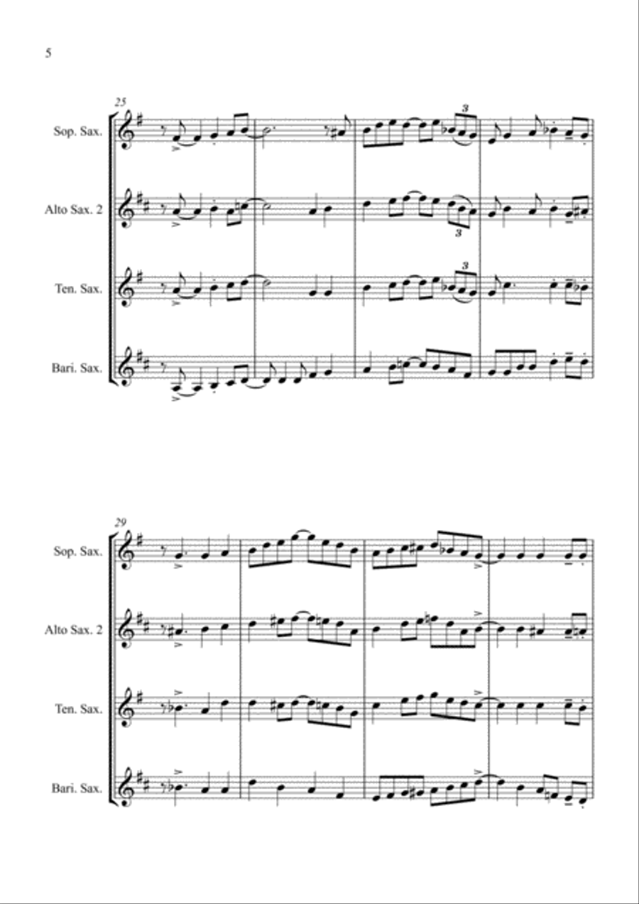 Londonderry Air (Danny Boy) - Jazz Arrangement for Saxophone Quartet Saxophone Quartet scores gallery preview page 6