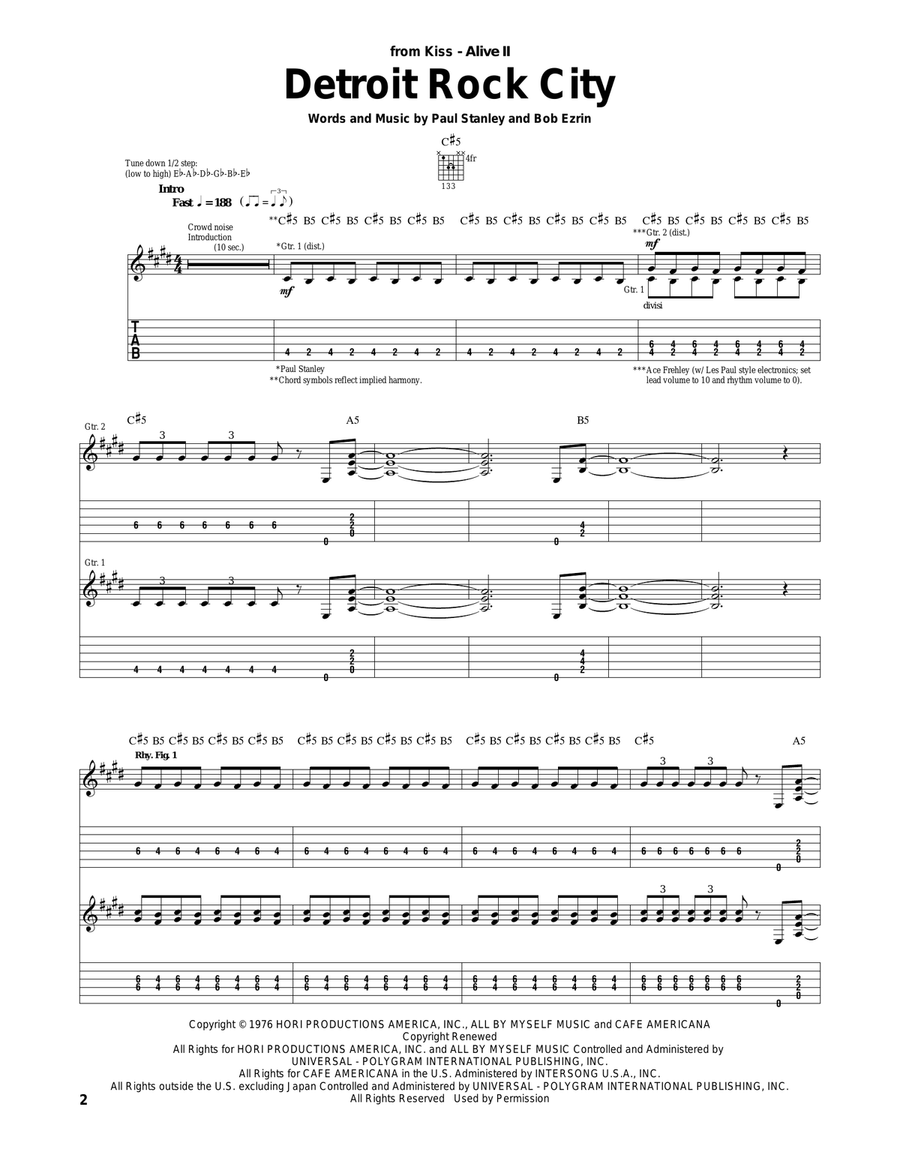 Detroit Rock City Detroit Rock City Acoustic Guitar scores gallery preview page 1