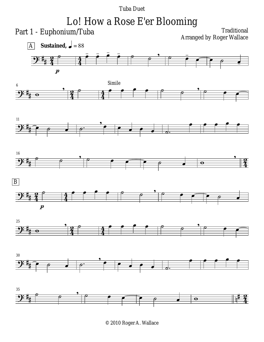 Lo! How a Rose E'er Blooming (Tuba Duet) Brass Duet scores gallery preview page 4