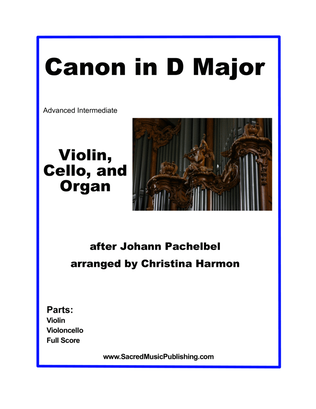 Book cover for Canon in D Major for Violin, Cello, and Organ