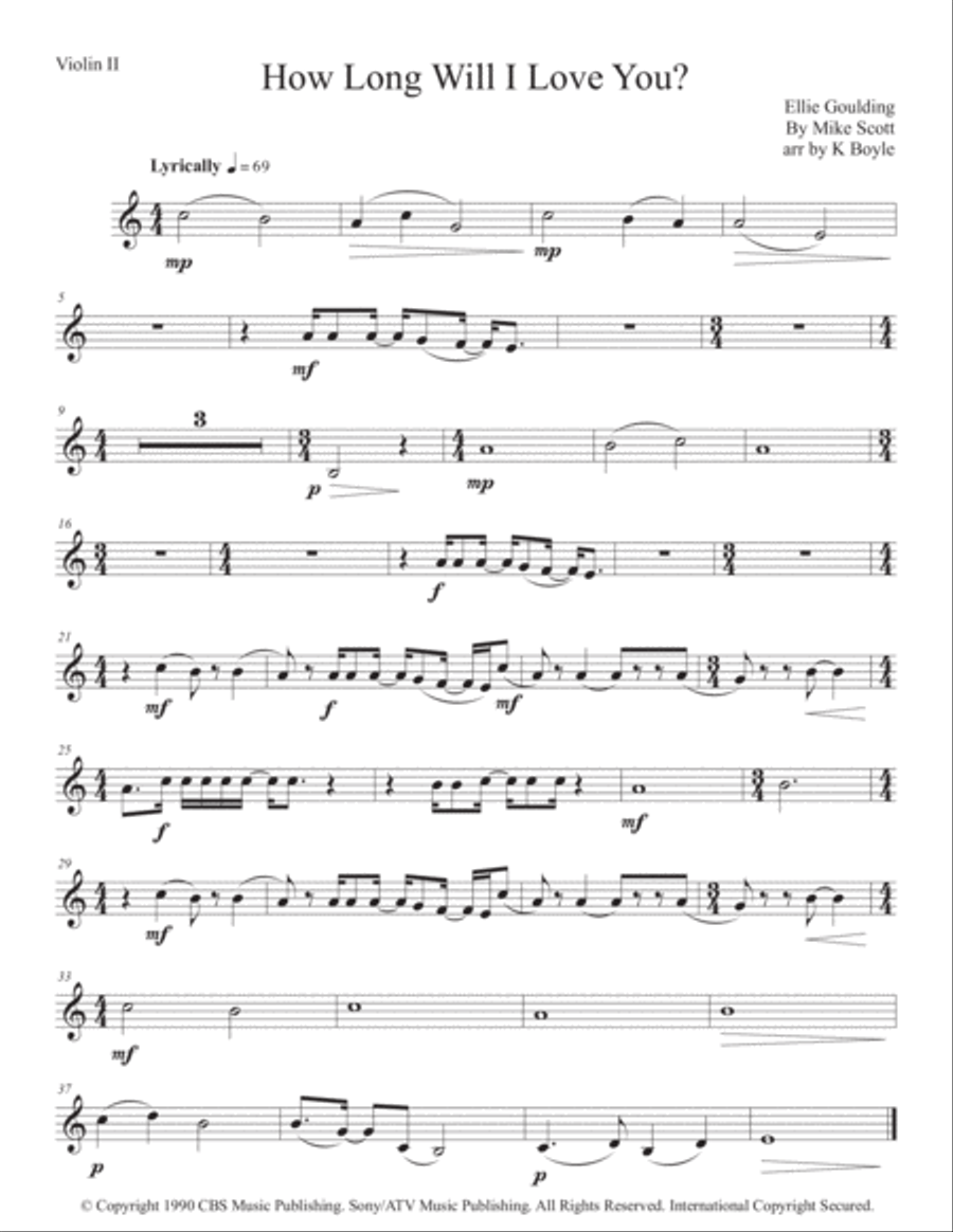 How Long Will I Love You String Quartet scores gallery preview page 5